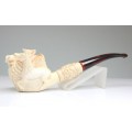 veche pipa Meerschaum. sculptura cinegetica. etui original. Turcia